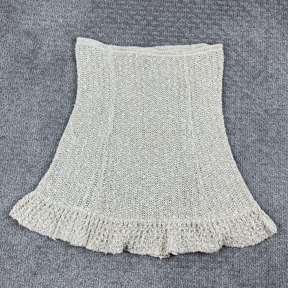 Pallas Original Skirt Womens XL Beige Irish Linen Hand Loomed Flared Ruffle Hem - Picture 5 of 6